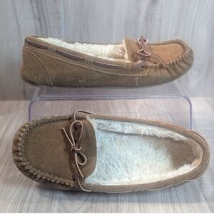 Moccasin Slippers Women's Size 9 Brown Faux Fur